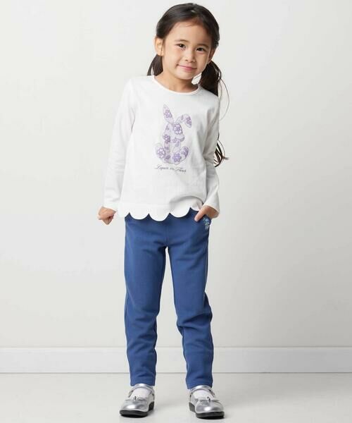 BeBe / べべ Tシャツ | 【抗菌・防臭】Rabbitレースプリント裾スカラップ天竺長袖Tシャツ(90~130cm) | 詳細2