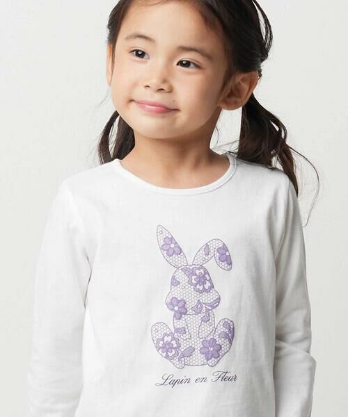 BeBe / べべ Tシャツ | 【抗菌・防臭】Rabbitレースプリント裾スカラップ天竺長袖Tシャツ(90~130cm) | 詳細4
