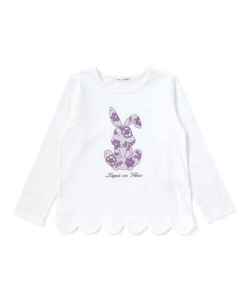 BeBe / べべ Tシャツ | 【抗菌・防臭】Rabbitレースプリント裾スカラップ天竺長袖Tシャツ(90~130cm) | 詳細5
