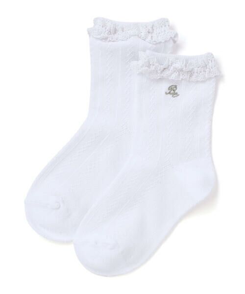 BeBe / べべ ソックス | フリルレース編みクルーソックス(11~24cm)(オフホワイト)