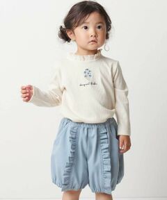 BeBe / べべ ベビー・キッズウエア | フリル襟針抜きテレコ長袖Tシャツ+フリルブルマ セット(80~90cm)