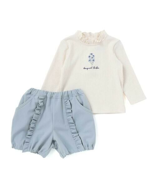 BeBe / べべ ベビー・キッズウエア | フリル襟針抜きテレコ長袖Tシャツ+フリルブルマ セット(80~90cm) | 詳細4