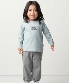 BeBe / べべ ベビー・キッズウエア | 恐竜刺しゅうスムース長袖Tシャツ+ムラ染めジョガーパンツ セット(80~90cm)