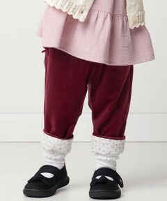 BeBe / べべ チノ・ワークパンツ | ニットコール裾花柄ロングパンツ(80~90cm)