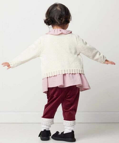 BeBe / べべ チノ・ワークパンツ | ニットコール裾花柄ロングパンツ(80~90cm) | 詳細13