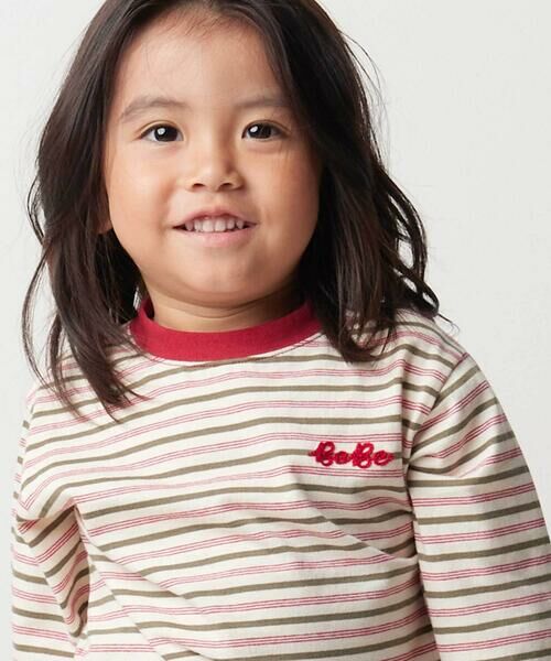 BeBe / べべ Tシャツ | マルチボーダー天竺配色リブ長袖Tシャツ(80~90cm) | 詳細4