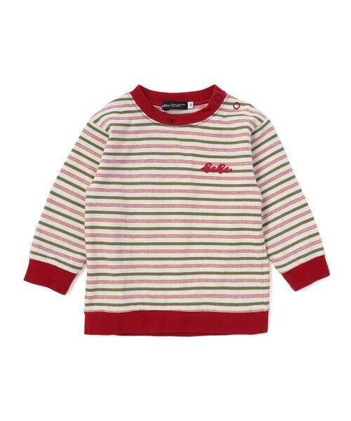 BeBe / べべ Tシャツ | マルチボーダー天竺配色リブ長袖Tシャツ(80~90cm) | 詳細5