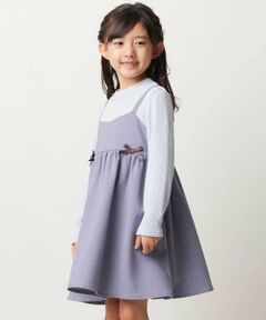 BeBe / べべ ミニ丈・ひざ丈ワンピース | ハイネックドッキングヘリンボンキャミソールワンピース(90~150cm)