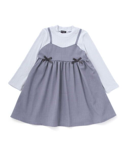 BeBe / べべ ミニ丈・ひざ丈ワンピース | ハイネックドッキングヘリンボンキャミソールワンピース(90~150cm) | 詳細3