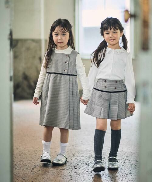BeBe / べべ ショート・ハーフ・半端丈パンツ | 【お揃い】千鳥格子切り替えプリーツショートパンツ(90~160cm) | 詳細2