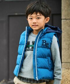 BeBe / べべ ダウンジャケット・ベスト | フード付き配色ダウンベスト(90~150cm)