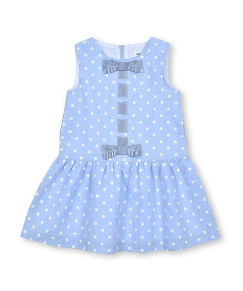 BeBe Petits Pois Vert / ベベ プチ ポワ ヴェール ワンピース | ボーダードット編み上げリボンワンピース(95~150cm) | 詳細5