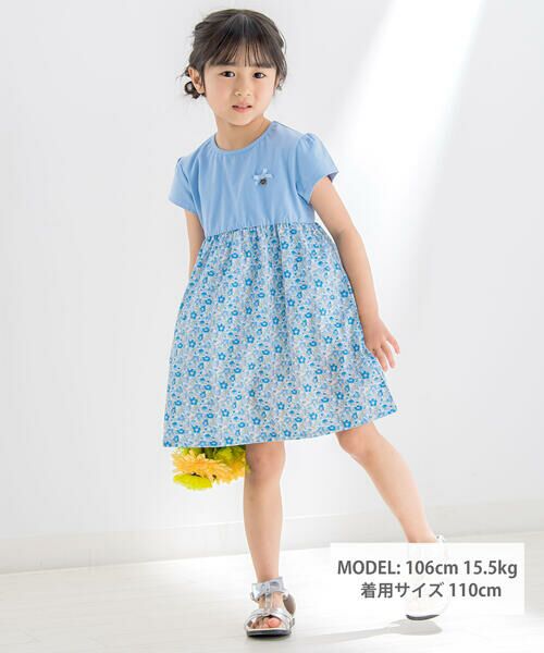 BeBe Petits Pois Vert / ベベ プチ ポワ ヴェール ワンピース | 【お揃い】花柄ドッキングワンピース(95~150cm) | 詳細9