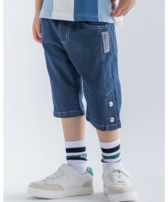 BeBe Petits Pois Vert / ベベ プチ ポワ ヴェール ショート・ハーフ・半端丈パンツ | ストレッチ デニム スナップ ショートパンツ (95~150cm)