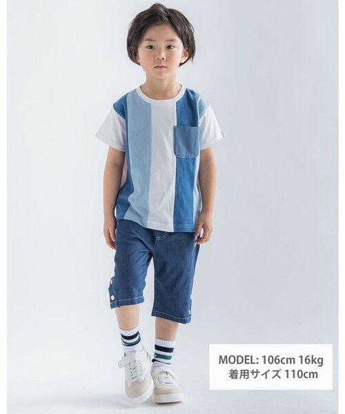 BeBe Petits Pois Vert / ベベ プチ ポワ ヴェール ショート・ハーフ・半端丈パンツ | ストレッチ デニム スナップ ショートパンツ (95~150cm) | 詳細9