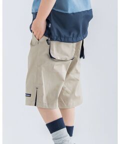 BeBe Petits Pois Vert / ベベ プチ ポワ ヴェール ショート・ハーフ・半端丈パンツ | チノ サイド スリット ポイント ハーフ パンツ (95~150cm)