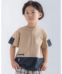 配色 ファスナー ポケット 付き Tシャツ (95~150cm)