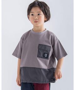 天竺 ＋ ポリエステル タフタ ポケット 付き Tシャツ (95~150cm)