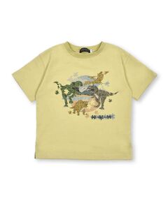 【接触冷感】恐竜いっぱいパズルプリントTシャツ(95~150cm)