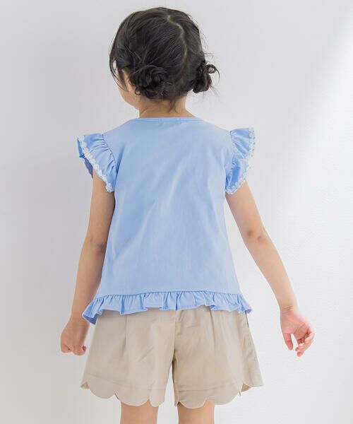 BeBe Petits Pois Vert / ベベ プチ ポワ ヴェール Tシャツ | 天竺＋フリルレース袖トップス(95~150cm) | 詳細3