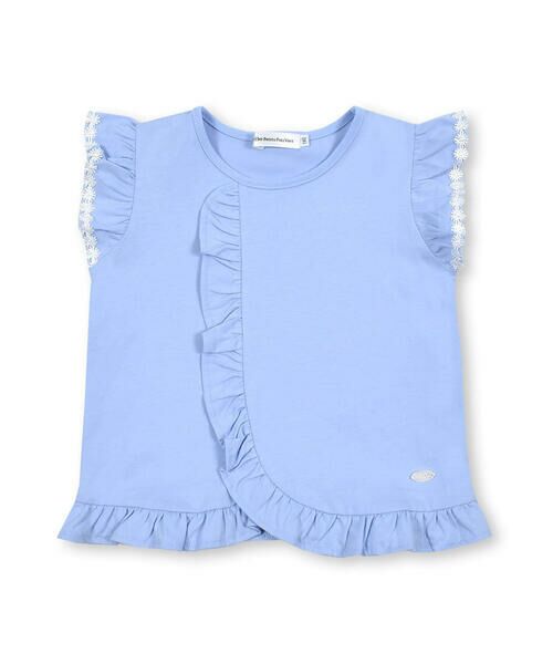 BeBe Petits Pois Vert / ベベ プチ ポワ ヴェール Tシャツ | 天竺＋フリルレース袖トップス(95~150cm) | 詳細4