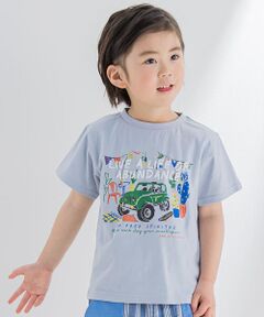 【接触冷感】車景色プリント天竺Tシャツ(95~150cm)