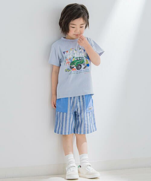 BeBe Petits Pois Vert / ベベ プチ ポワ ヴェール Tシャツ | 【接触冷感】車景色プリント天竺Tシャツ(95~150cm) | 詳細1