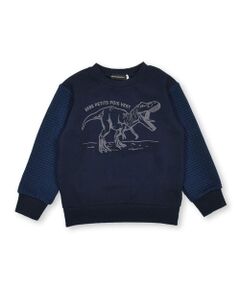 ウラゲ＋格子キルトジャガード恐竜トレーナー(95~150cm)