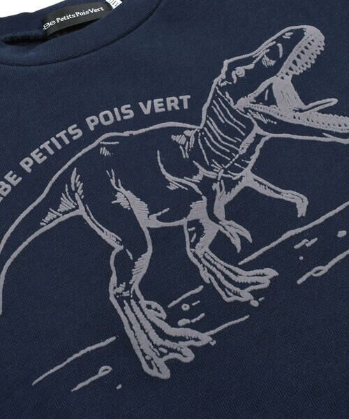 BeBe Petits Pois Vert / ベベ プチ ポワ ヴェール スウェット | ウラゲ＋格子キルトジャガード恐竜トレーナー(95~150cm) | 詳細4