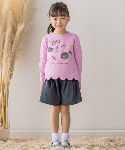 BeBe Petits Pois Vert / ベベ プチ ポワ ヴェール ショート・ハーフ・半端丈パンツ | 【店舗限定】【お揃い】カラフルチェックorウール風キュロットパンツ(95~150cm) | 詳細12