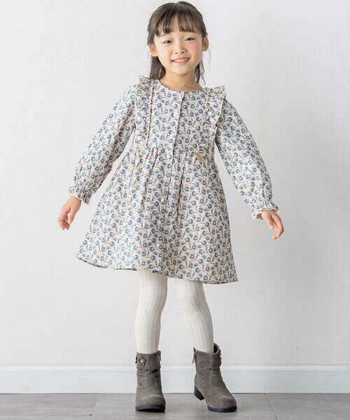 BeBe Petits Pois Vert / ベベ プチ ポワ ヴェール ミニ丈・ひざ丈ワンピース | 前後レース花柄ワンピース(95~150cm) | 詳細2