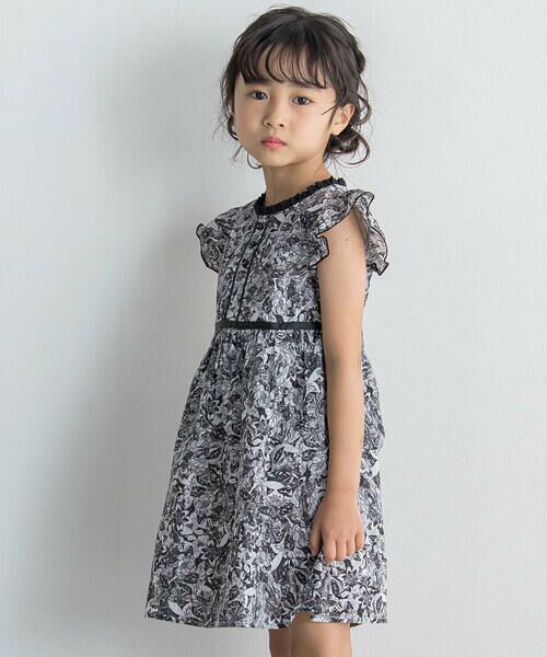 BeBe Petits Pois Vert / ベベ プチ ポワ ヴェール ミニ丈・ひざ丈ワンピース | 前立てデザインシック花柄ワンピース(95~150cm) | 詳細5