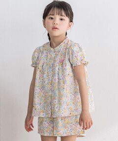 パステル花柄パフスリーブブラウス+パンツセット(95~150cm)