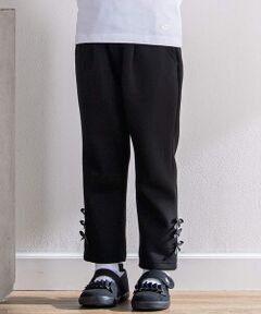 BeBe Petits Pois Vert / ベベ プチ ポワ ヴェール チノ・ワークパンツ | 裾リボンポンチタックロングパンツ(95~150cm)