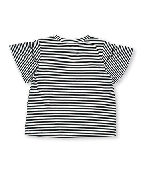 BeBe Petits Pois Vert / ベベ プチ ポワ ヴェール Tシャツ | ボーダーフリルロゴTシャツ(95~150cm) | 詳細15