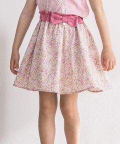 【お揃い】ウエストベルト風花柄スカート(95~150cm)