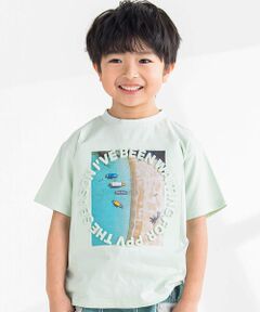 リアル写真＋エンボス加工SUMMERTシャツ(95~150cm)