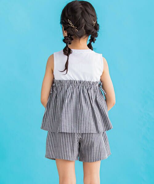 BeBe Petits Pois Vert / ベベ プチ ポワ ヴェール セットアップ | 【店舗限定】刺しゅうストライプ＋無地セットアップ(95~150cm) | 詳細3