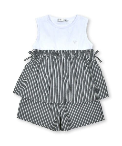 BeBe Petits Pois Vert / ベベ プチ ポワ ヴェール セットアップ | 【店舗限定】刺しゅうストライプ＋無地セットアップ(95~150cm) | 詳細4