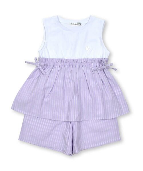 BeBe Petits Pois Vert / ベベ プチ ポワ ヴェール セットアップ | 【店舗限定】刺しゅうストライプ＋無地セットアップ(95~150cm) | 詳細15