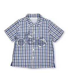 バイクプリントチェックシャツ(95~150cm)