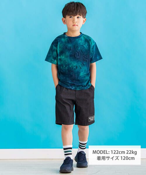 BeBe Petits Pois Vert / ベベ プチ ポワ ヴェール ショート・ハーフ・半端丈パンツ | 【店舗限定】デニム見え配色ハーフパンツ(95~150cm) | 詳細1