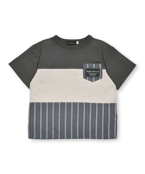 BeBe Petits Pois Vert / ベベ プチ ポワ ヴェール Tシャツ | 天竺配色＋ストライプ切り替えTシャツ(95~150cm) | 詳細3