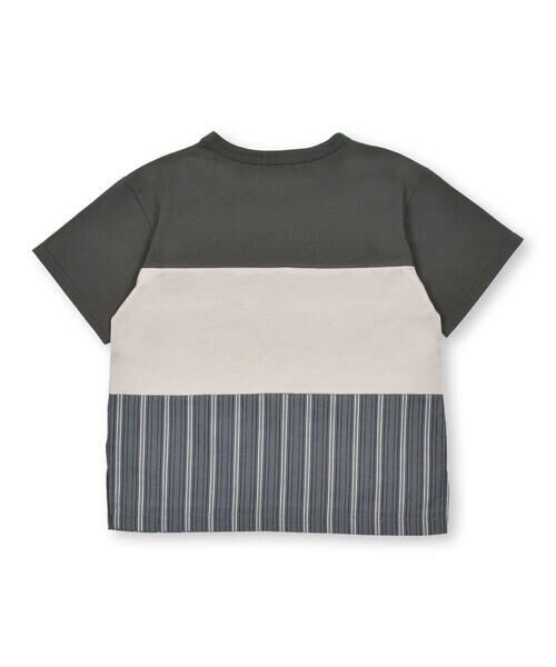 BeBe Petits Pois Vert / ベベ プチ ポワ ヴェール Tシャツ | 天竺配色＋ストライプ切り替えTシャツ(95~150cm) | 詳細4