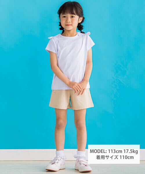 BeBe Petits Pois Vert / ベベ プチ ポワ ヴェール Tシャツ | 【店舗限定】肩リボンTシャツ(95~150cm) | 詳細1