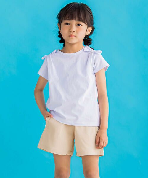 BeBe Petits Pois Vert / ベベ プチ ポワ ヴェール Tシャツ | 【店舗限定】肩リボンTシャツ(95~150cm) | 詳細2