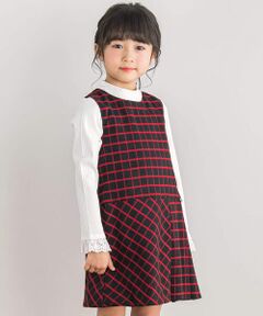 【店舗限定】格子チェックor千鳥グレンチェック 切り替えジャンパースカート(95~150cm)