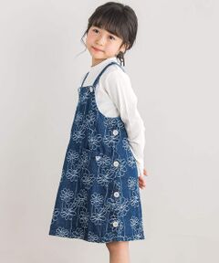 【店舗限定】【お揃い】花刺しゅうデニムジャンパースカート(95~150cm)