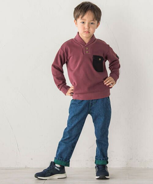 BeBe Petits Pois Vert / ベベ プチ ポワ ヴェール デニムパンツ | 【店舗限定】裾カラー折り返しデニムパンツ(95~150cm) | 詳細11