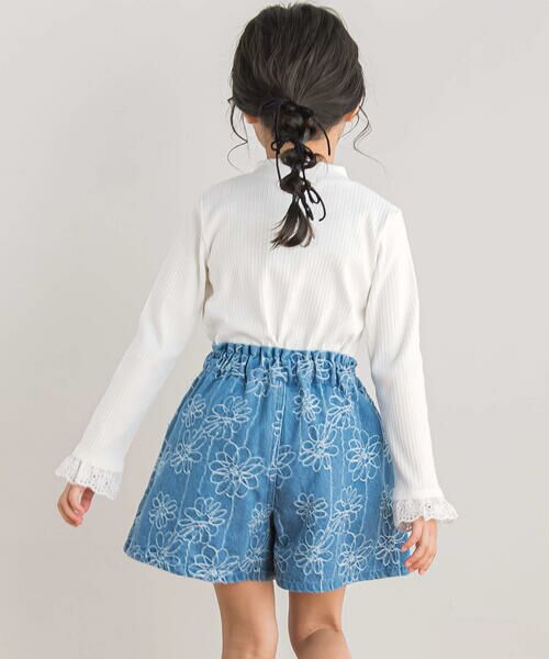 BeBe Petits Pois Vert / ベベ プチ ポワ ヴェール その他パンツ | 【店舗限定】【お揃い】花刺しゅうデニムキュロット(95~150cm) | 詳細6